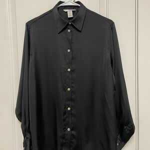 H&M Black Satin-Look women’s Button-Down Shirt